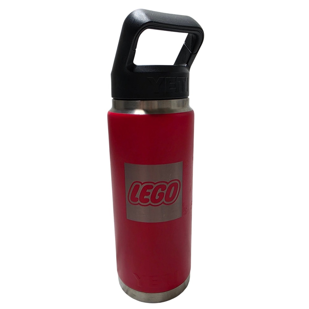 YETI Rambler 26 oz Water Bottle Red LEGO Logo Straw Cap Stainless Steel Vacuum